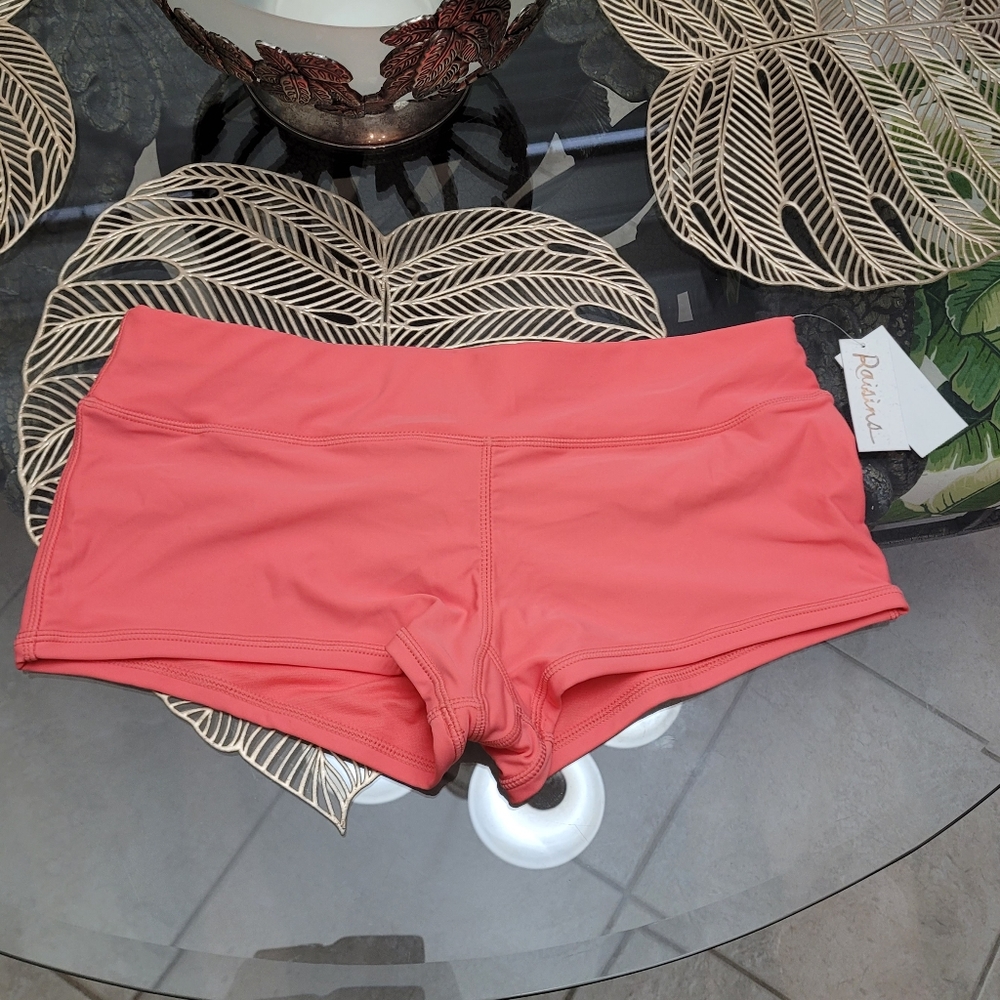 Raisins NWT coral pink swim shorts scrunch booty